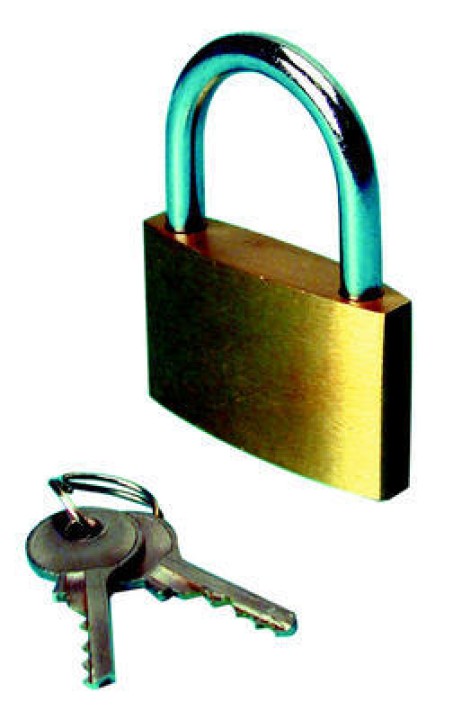 Catenaccio in ottone 40 mm con 2 chiavi lucchetto catenacci lucchetti protezione catenacci protezione jr international - 1