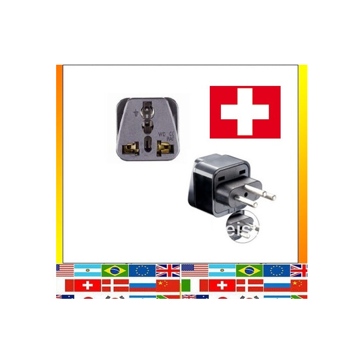 Swiss-Adapter Steckdose mit Erde zu Liechtenstein jordan Madagaskar Ruanda gehen jr international - 1