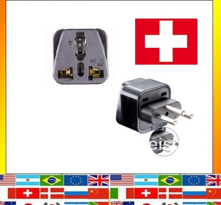 Swiss adapter plug socket with earth to go to liechtenstein jordan Madagascar Rwanda jr international - 1
