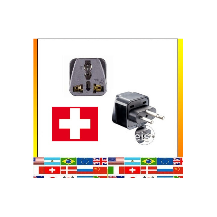 Swiss adapter plug socket with earth to go to liechtenstein jordan Madagascar Rwanda skross - 1