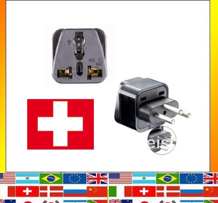 Swiss-Adapter Steckdose mit Erde zu Liechtenstein jordan Madagaskar Ruanda gehen skross - 1
