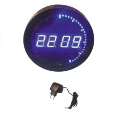Led display wall clock ø25cm blue jr international - 1
