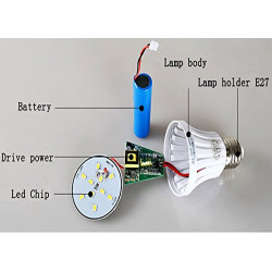 Ampoule led 220v e27 9w blanc eclairage de secours avec batterie intégré  lumiere rechargeable