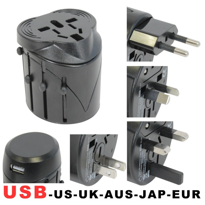 Plug adapter mit usb elektrisiert 150 ländern reisen europa usa australia uk britain jr international - 1