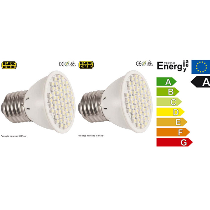 2 x Smd led lamp 220v e27 x60 3w warm white low energy lighting elev612jd jr international - 1