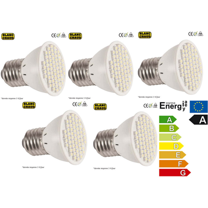 5 x Lampe smd x60 e14 220v 3w niedriger verbrauch beleuchtung licht energie sparsamkeit bestmall_fr - 1