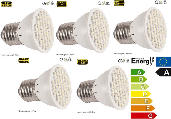 5 x Lampe smd x60 e14 220v 3w niedriger verbrauch beleuchtung licht energie sparsamkeit bestmall_fr - 1