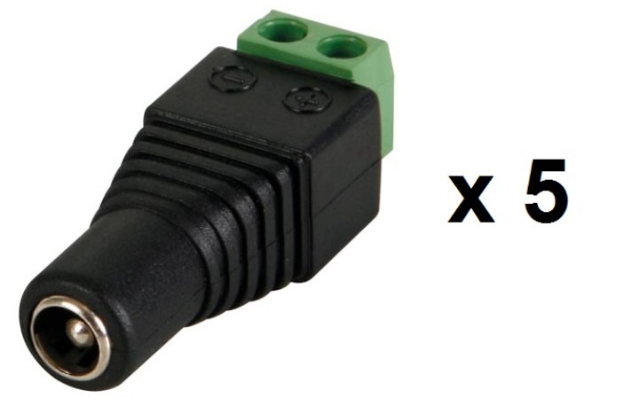 5,5 x 2,5 mm DC enchufe hembra para atornillar 5pcs de conexión velleman - 1
