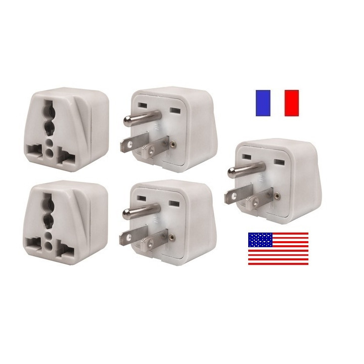 5 Reiseadapter stromversorgungsadapter 6a usa stecker + erdkontakt euro buchse elektrischer adapter elektronik jr international 