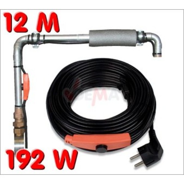 Antigelo riscaldamento elettrico cavo di tubo cavo di 12 m shpt-12m con termostato tubo dell'acqua jr international - 1