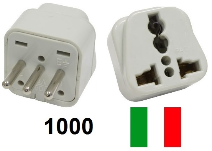 1000 Adaptador de enchufe eléctrico europa italia 10a 250v para viajar jr international - 1