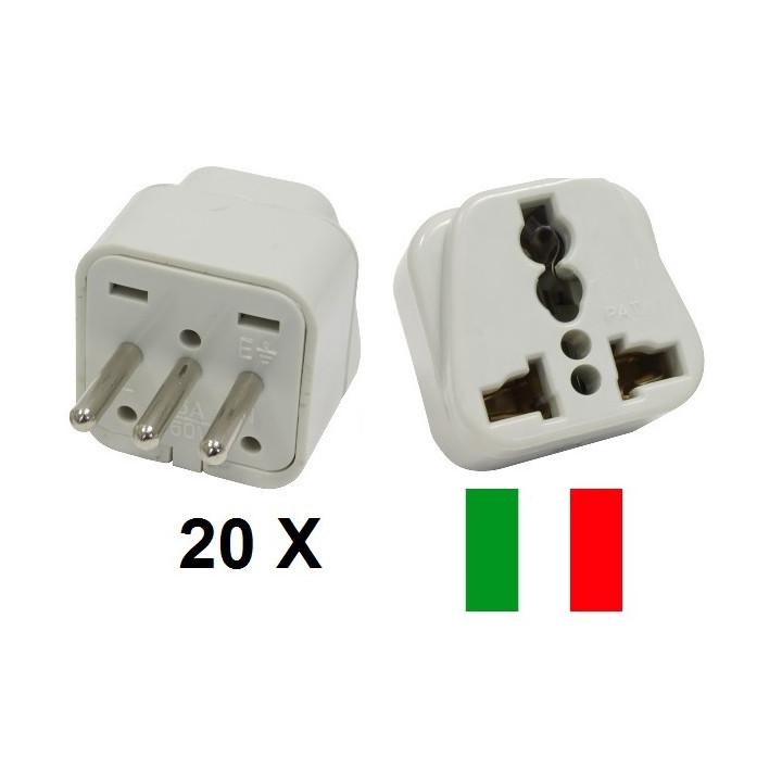 20 Elektro-stecker-adapter italien europa 10a 250v zu reisen jr international - 2