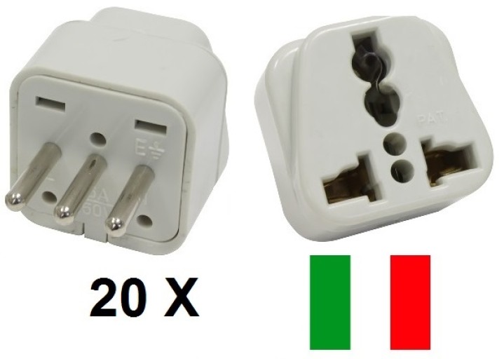 20 Adaptador de enchufe eléctrico europa italia 10a 250v para viajar jr international - 2