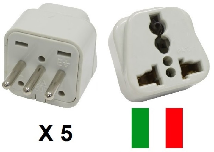 5 Elektro-stecker-adapter italien europa 10a 250v zu reisen jr international - 2