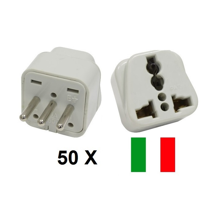 50 Adaptador de enchufe eléctrico europa italia 10a 250v para viajar jr international - 1