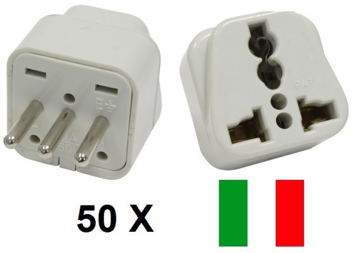 50 Adaptador de enchufe eléctrico europa italia 10a 250v para viajar jr international - 1