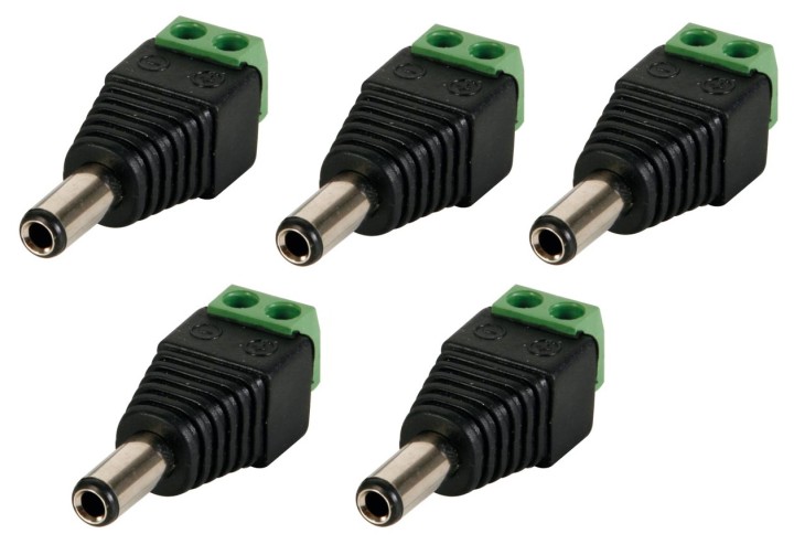 5,5 x 2,5 millimetri DC spina maschio a vite 5pcs di connessione velleman - 6