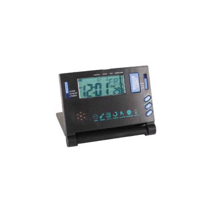 Mini Réveil, Multifonction Silencieux Batterie Réveil Bleu Mignon Pour