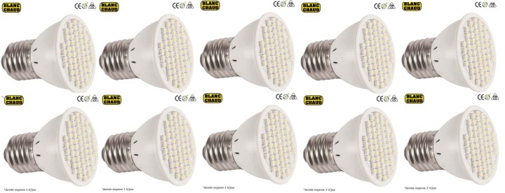 10 Smd led lamp 220v e27 x60 3w warm white low energy lighting elev612jd cen - 1