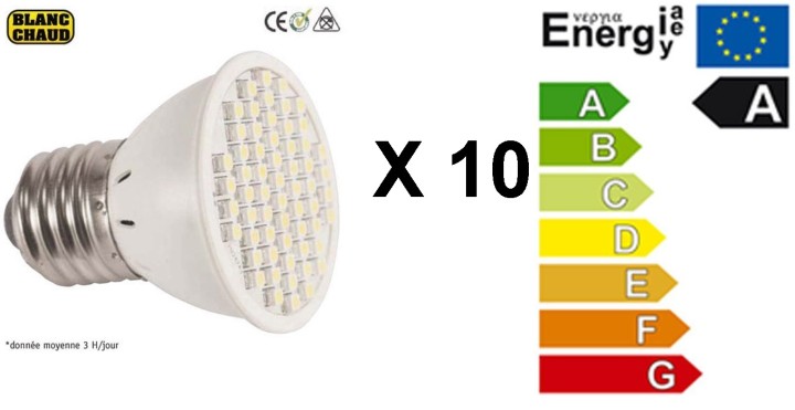 10 Smd led lamp 220v e27 x60 3w warm white low energy lighting elev612jd cen - 1