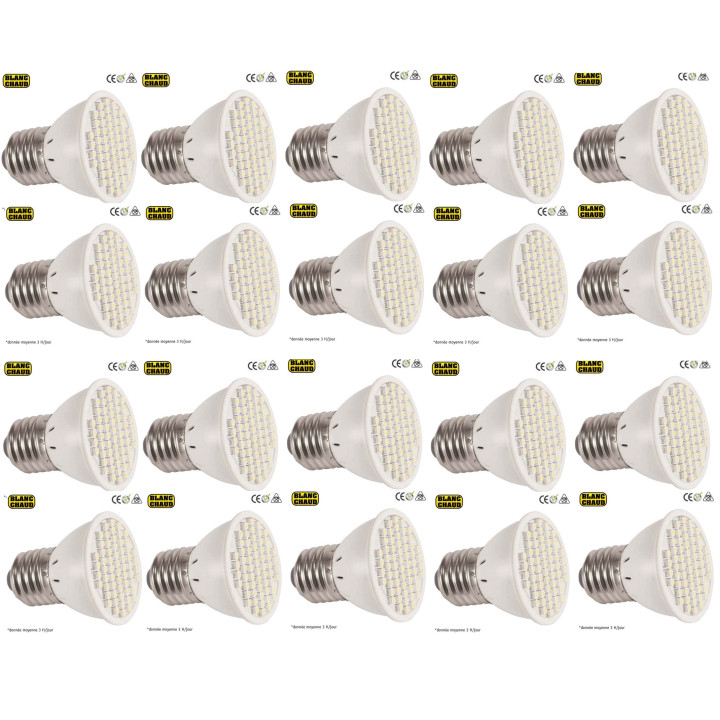 20 Lampara led smd x60 e27 220v 3w blanca iluminacion bajo consumo cen - 1