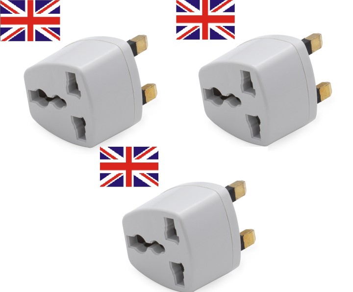 3 Adaptador electrico enchufe europeo hacia enchufe ingles lle929 adaptador convertidor jr international - 1