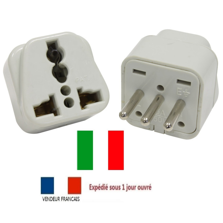 Electric plug adapter italy europe 10a 250v to travel jr international - 1