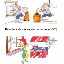PACK OF 2Autonomous sensor carbon monoxide detector co 9v en50291 type b odorless gas detection alarm buzzer jr international - 