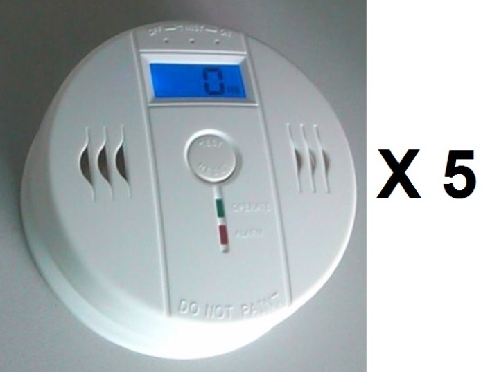 5 Detector de monóxido de carbono co 9v en50291 tipo b timbre de alarma de detección de gas inodoro autónoma jr international - 