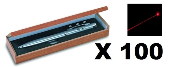 100 Ballpoint pen red laser pointer electronics lazer beam white led lamp (3 in 1) 143.1651 jr international - 1