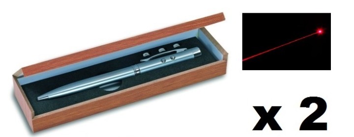 2 Ballpoint pen red laser pointer electronics lazer beam white led lamp (3 in 1) 143.1651 jr international - 1