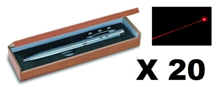 20 Laser kugelschreiber rot elektronische stechuhr holzgehause als geschenk 143.1651 strahl jr international - 1