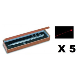 5 Pluma laser rojo apuntador electronico lampara led lazer caja madera regalo 143.1651 jr international - 1