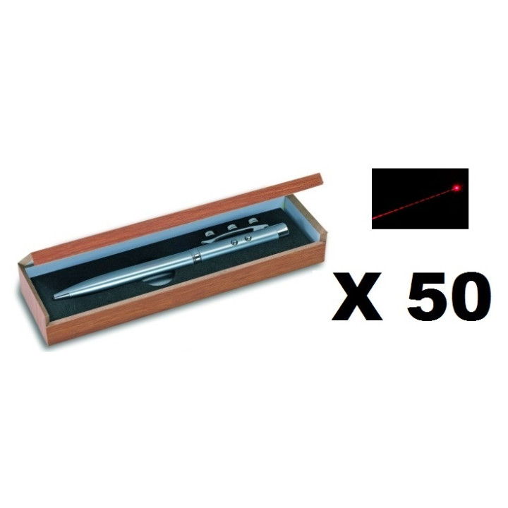 50 Laser kugelschreiber rot elektronische stechuhr holzgehause als geschenk 143.1651 strahl jr international - 1