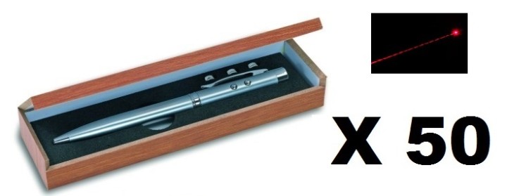 50 Ballpoint pen red laser pointer electronics lazer beam white led lamp (3 in 1) 143.1651 jr international - 1