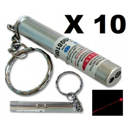 Pack of 10 2in1 red laser pointer w led keychain torch flashlight jr international - 1