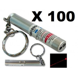 Pack of 100 2in1 red laser pointer w led keychain torch flashlight jr international - 1