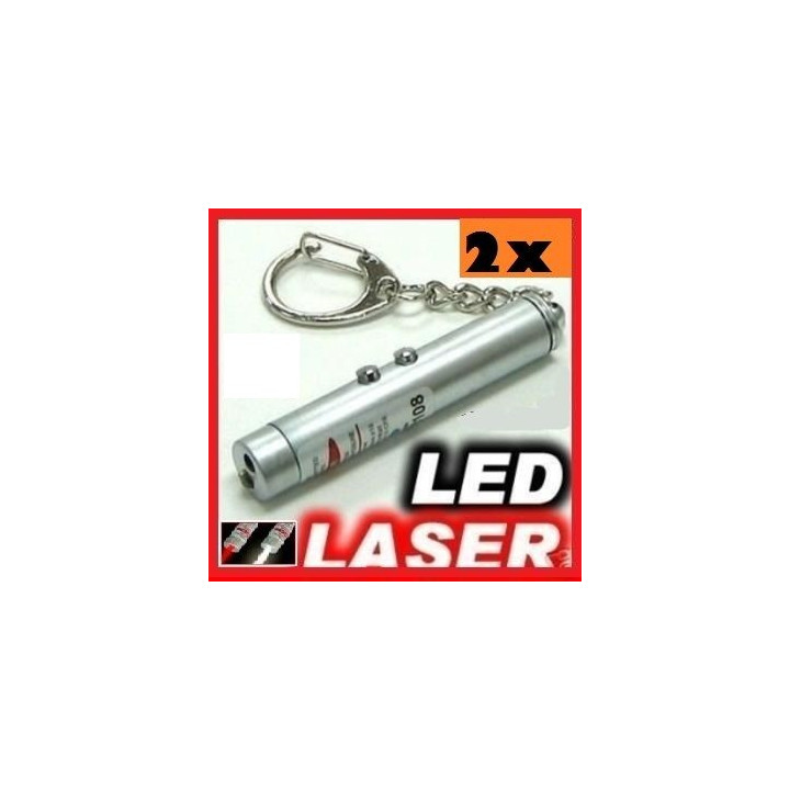 Packung mit 2 2 in 1 laserpointer taschenlampe rot weißes licht lazer 150m keyring hama - 1