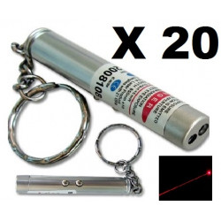 Pack of 20 2in1 red laser pointer w led keychain torch flashlight jr international - 1
