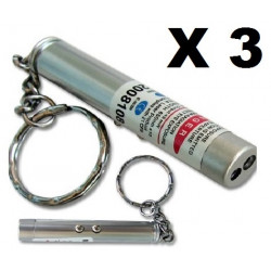 Pack of 3 2in1 red laser pointer w led keychain torch flashlight jr international - 1