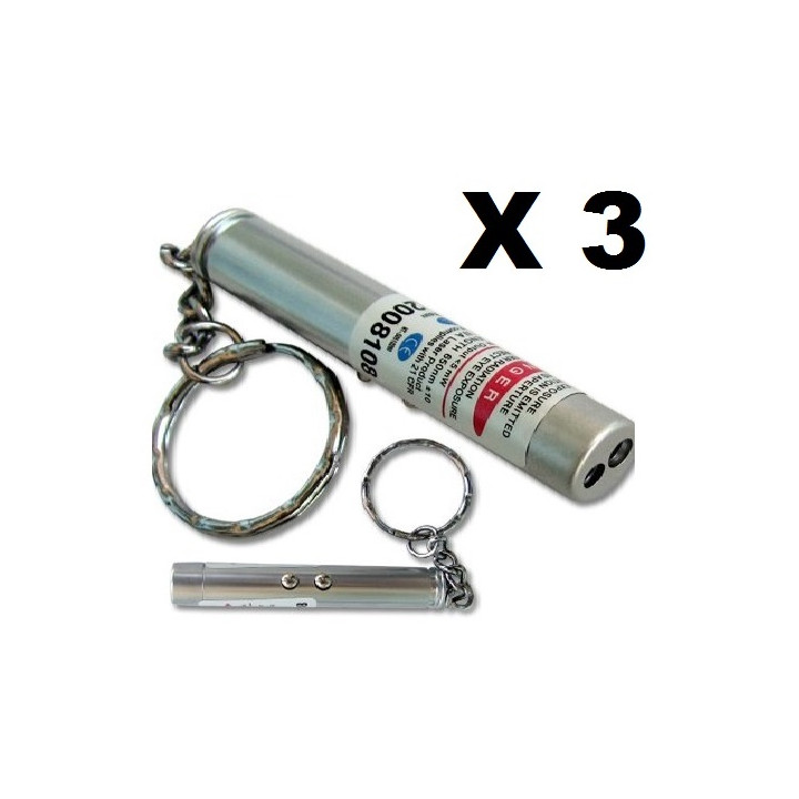 Packung mit 3 2 in 1 laserpointer taschenlampe rot weißes licht lazer 150m keyring jr international - 1