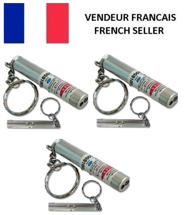 Pack of 3 2in1 red laser pointer w led keychain torch flashlight jr international - 1