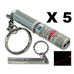 confezione da 5 2 in 1 puntatore laser rosso raggio tasca torcia a luce bianca lazer portachiavi 150m jr international - 1