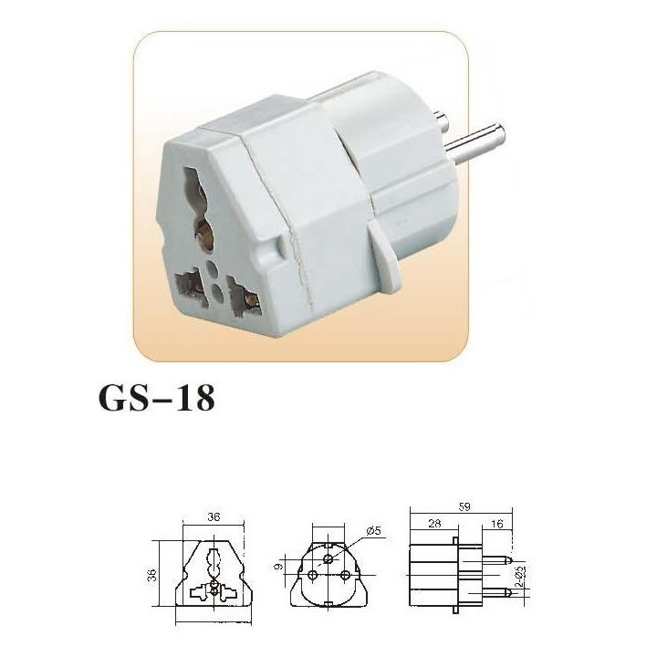 Adaptadores electricos clavija europea hacia clavija inglesa adaptadores 16a 250vca electricos convertidor sconosciuto - 2