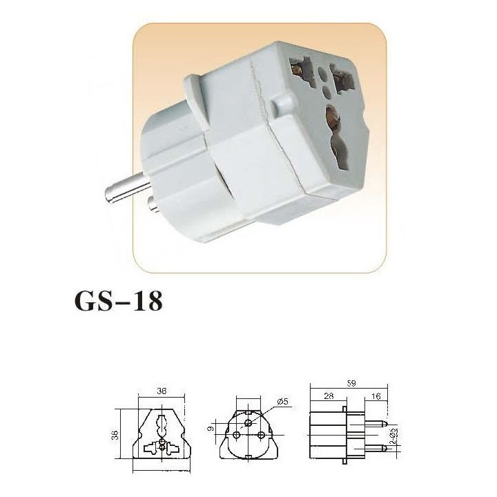 Adaptadores electricos clavija europea hacia clavija inglesa adaptadores 16a 250vca electricos convertidor jr international - 1