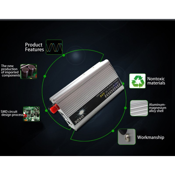 Convertitore elettronico tensione 24cc 220 vca 1000w 24v 210v 220v 230v 240v cambia tensione elettrico sinusoide modificata conv
