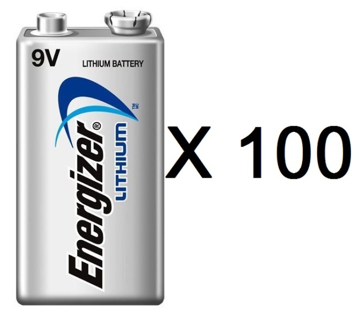 100 Battery 9v lithium battery energizer l522 750mah em9v very high capacity batteries energizer - 1