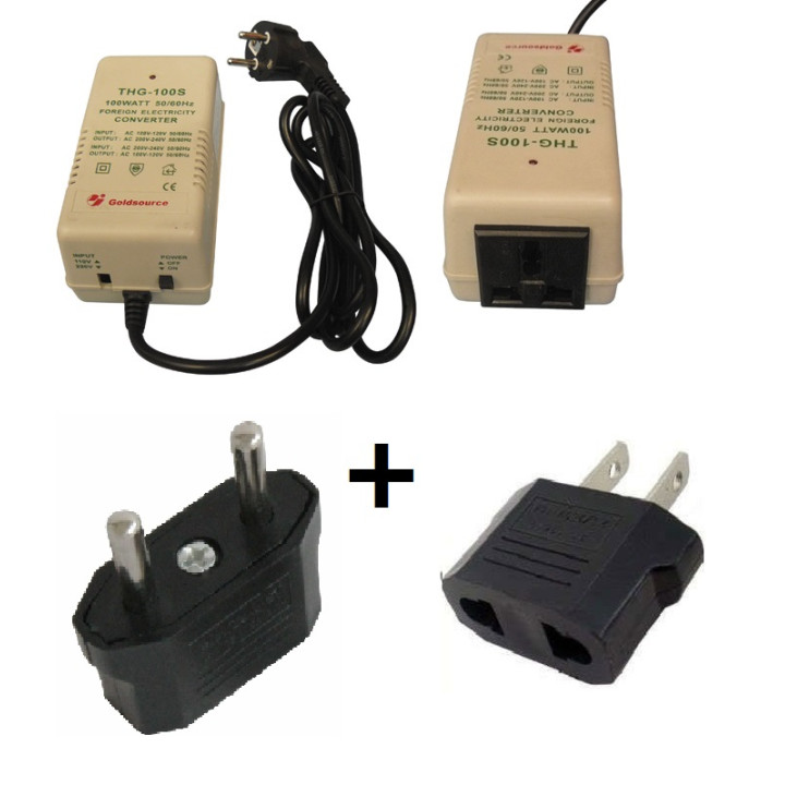 Spannungswandler 220 110vac 100w 220 110 220v 110v + 2 Adapter jr international - 1