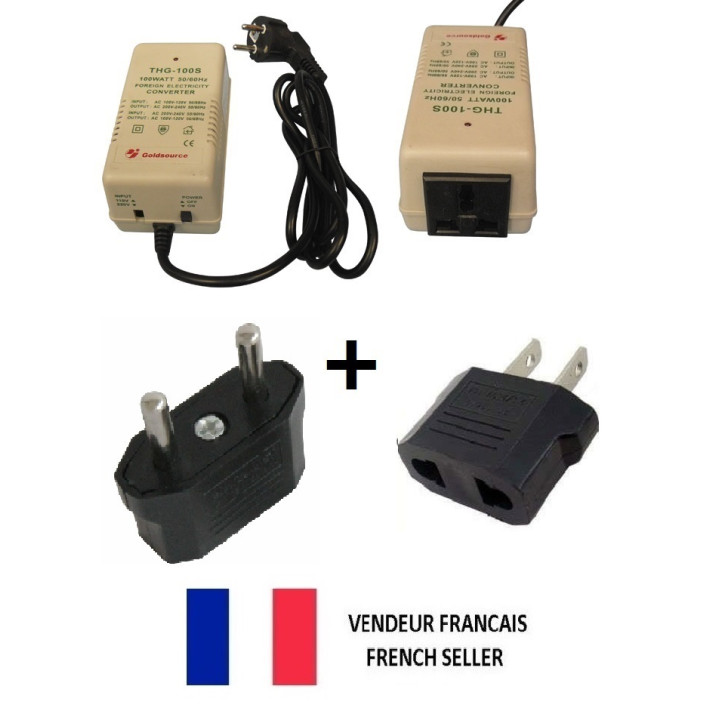 Spannungswandler 220 110vac 100w 220 110 220v 110v + 2 Adapter jr international - 1
