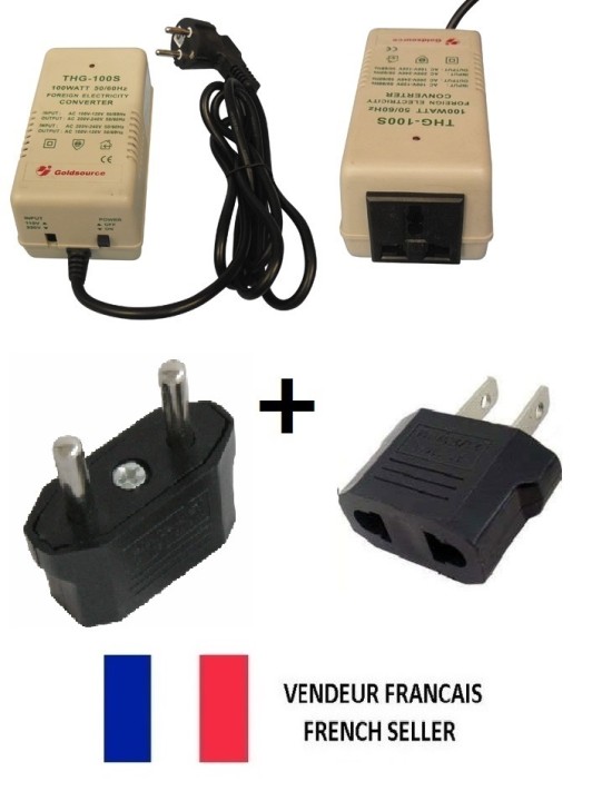 Converter electric converter 220 110vac 100w 220 110 220v 110v 100w + 2 adaptators jr international - 1